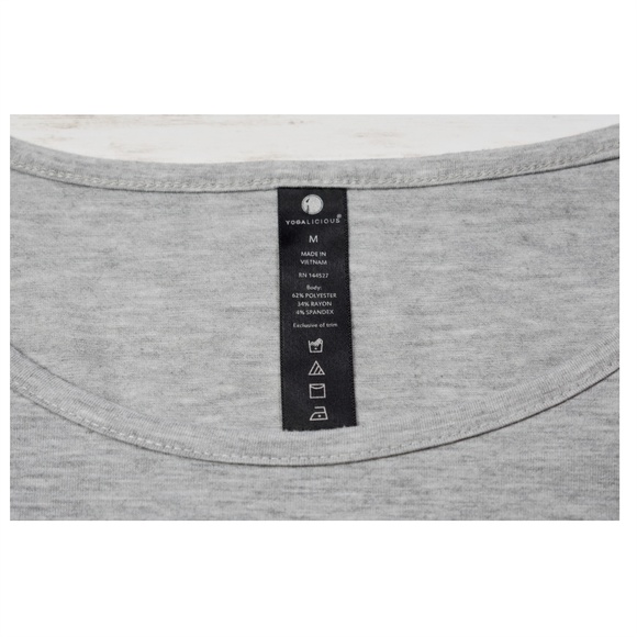 YOGALICIOUS GRAY SHORT SLEEVE ACTIVE TOP - Picture 3 of 3